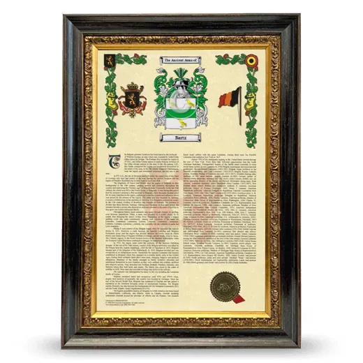 Bartz Armorial History Framed - Heirloom