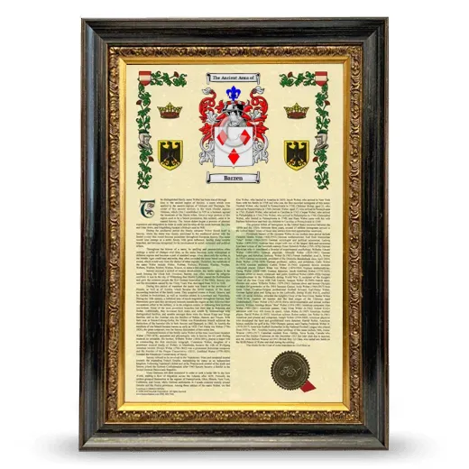 Barzen Armorial History Framed - Heirloom