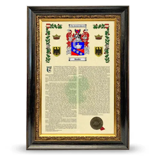 Bauder Armorial History Framed - Heirloom