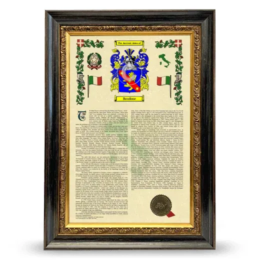 Baudone Armorial History Framed - Heirloom