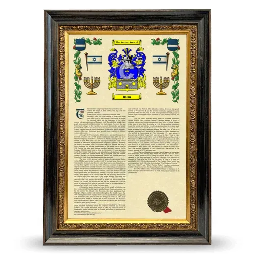Baum Armorial History Framed - Heirloom
