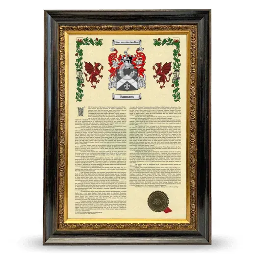 Baumans Armorial History Framed - Heirloom