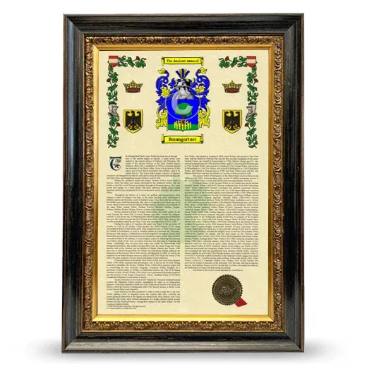 Baumgartner Armorial History Framed - Heirloom