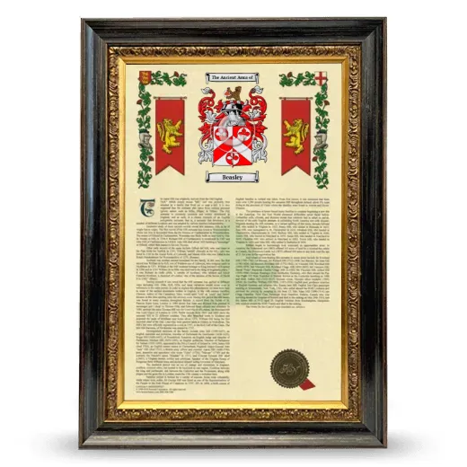 Beasley Armorial History Framed - Heirloom