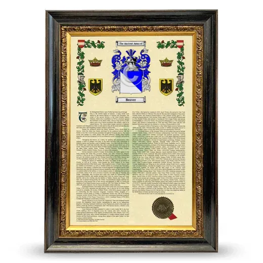 Beaver Armorial History Framed - Heirloom
