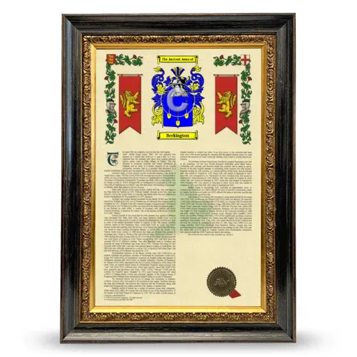 Beckington Armorial History Framed - Heirloom