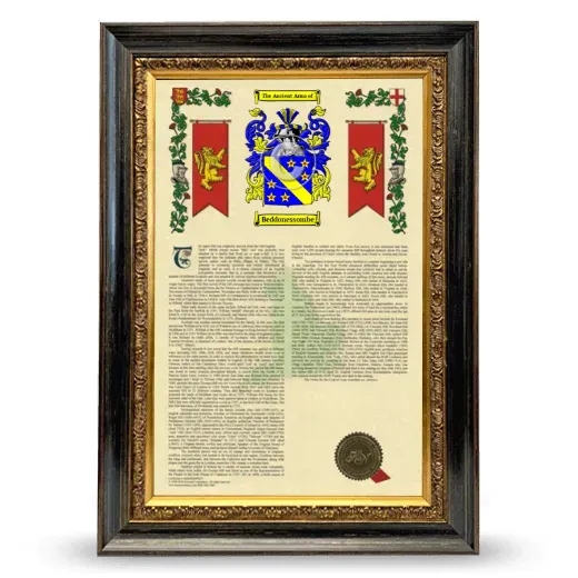 Beddonessombe Armorial History Framed - Heirloom