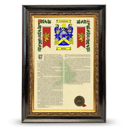 Beebye Armorial History Framed - Heirloom