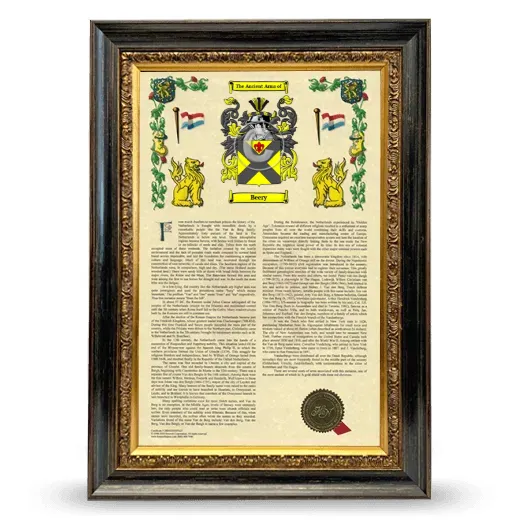 Beery Armorial History Framed - Heirloom