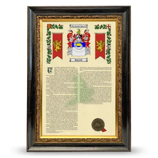 Begoode Armorial History Framed - Heirloom