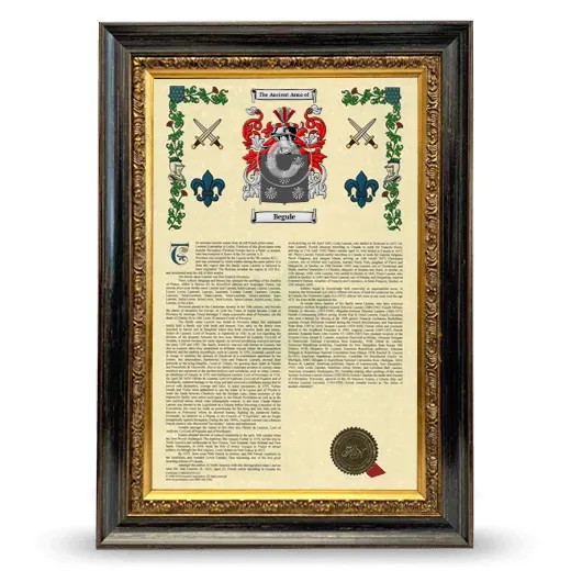 Begule Armorial History Framed - Heirloom