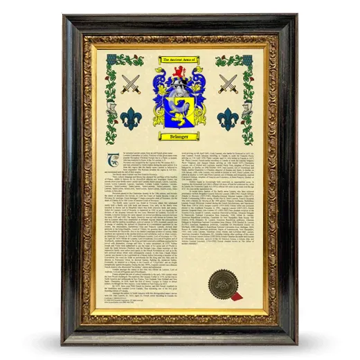 Belanger Armorial History Framed - Heirloom