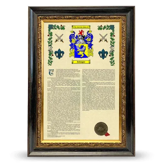 Belenger Armorial History Framed - Heirloom