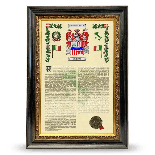 Bellavite Armorial History Framed - Heirloom