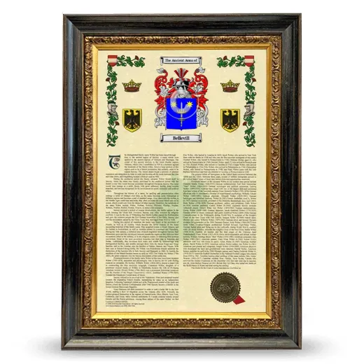 Bellevill Armorial History Framed - Heirloom