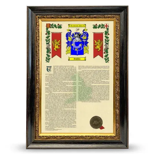 Bembry Armorial History Framed - Heirloom