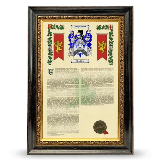 Bendick Armorial History Framed - Heirloom