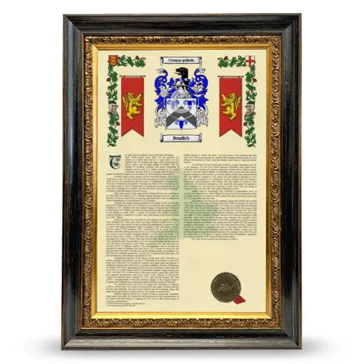 Bendish Armorial History Framed - Heirloom