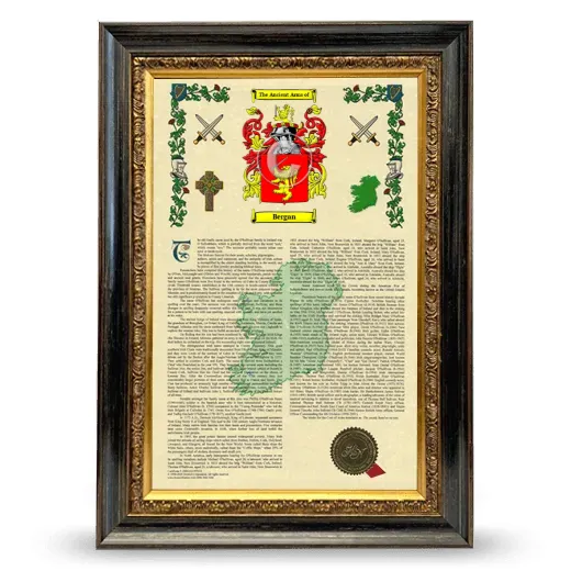 Bergan Armorial History Framed - Heirloom