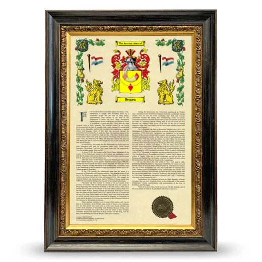 Bergen Armorial History Framed - Heirloom