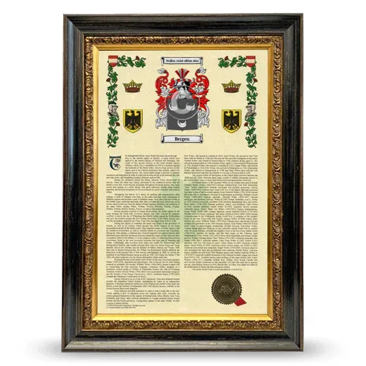 Bergen Armorial History Framed - Heirloom