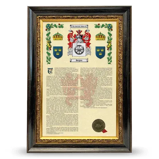 Bergen Armorial History Framed - Heirloom