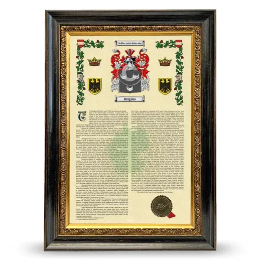 Bergens Armorial History Framed - Heirloom