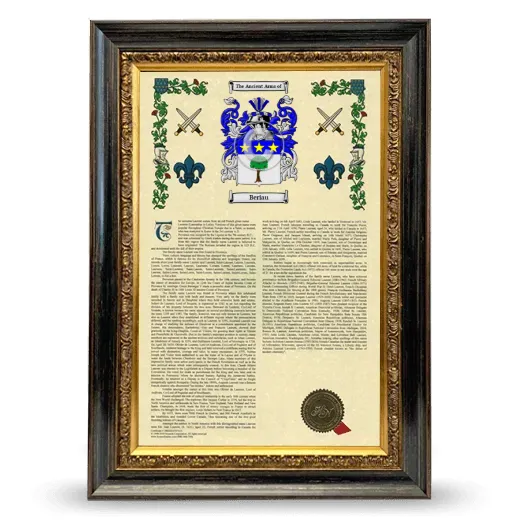 Beriau Armorial History Framed - Heirloom