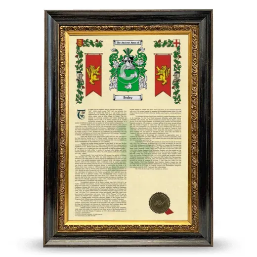 Berley Armorial History Framed - Heirloom