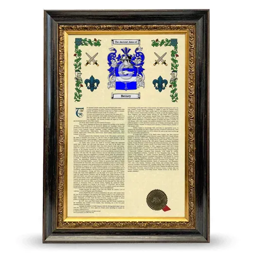 Berney Armorial History Framed - Heirloom