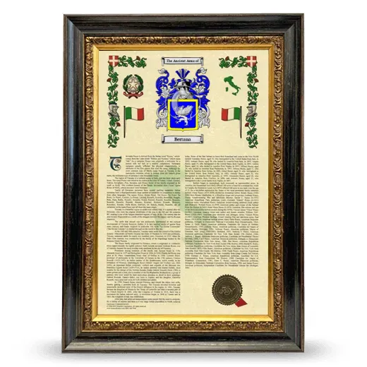 Bertana Armorial History Framed - Heirloom