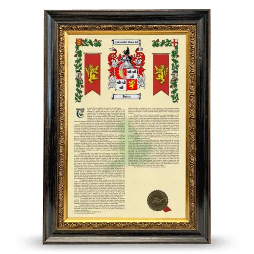 Betto Armorial History Framed - Heirloom