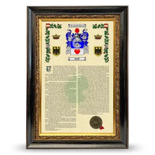 Beuff Armorial History Framed - Heirloom