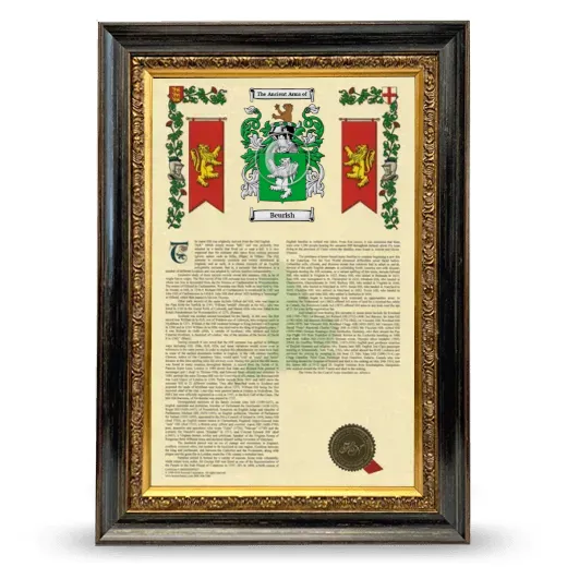 Beurish Armorial History Framed - Heirloom