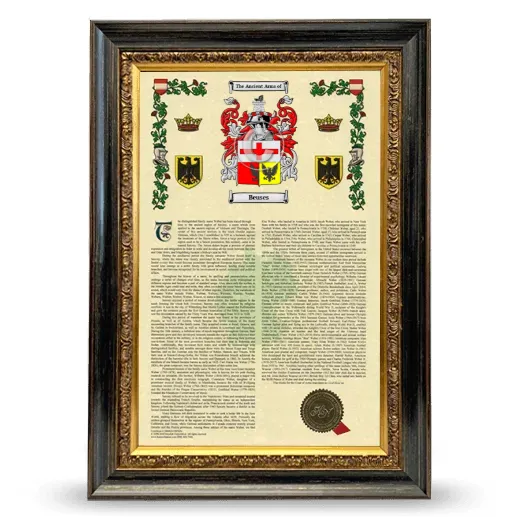 Beuses Armorial History Framed - Heirloom