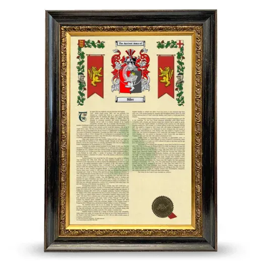 Biler Armorial History Framed - Heirloom