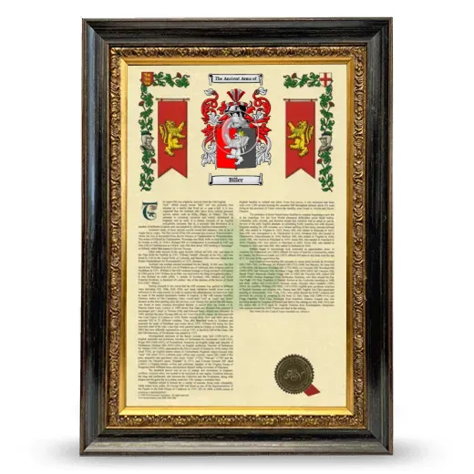 Biller Armorial History Framed - Heirloom