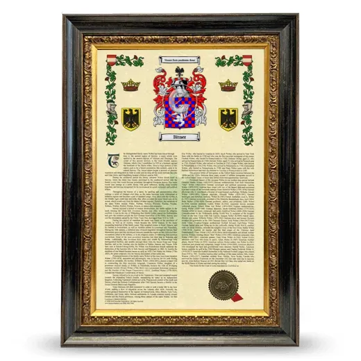 Bitner Armorial History Framed - Heirloom
