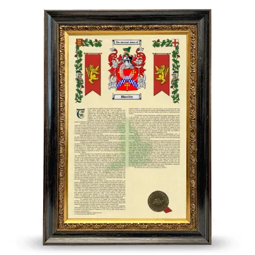 Blaceley Armorial History Framed - Heirloom