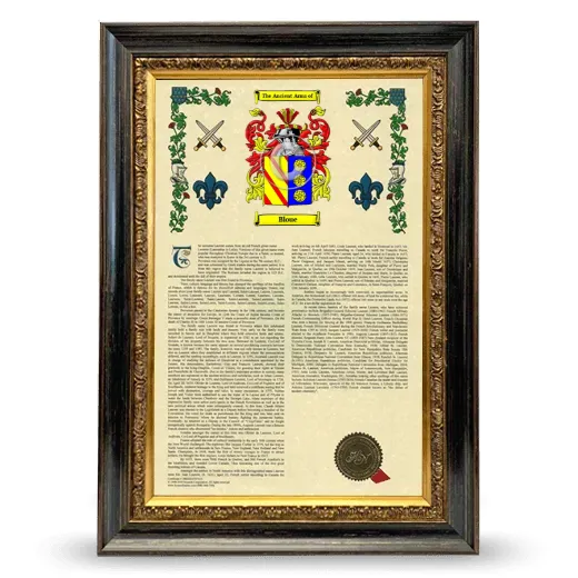 Bloue Armorial History Framed - Heirloom