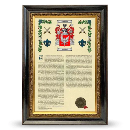 Blundel Armorial History Framed - Heirloom