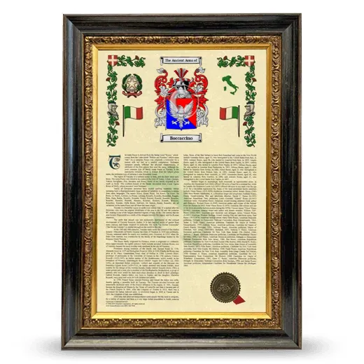 Boccaccino Armorial History Framed - Heirloom