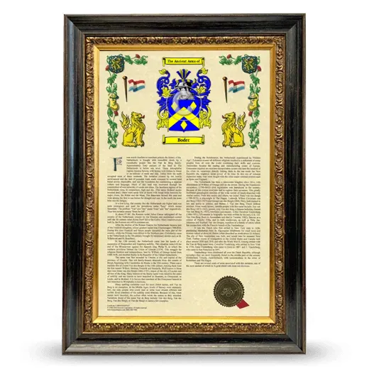 Boder Armorial History Framed - Heirloom