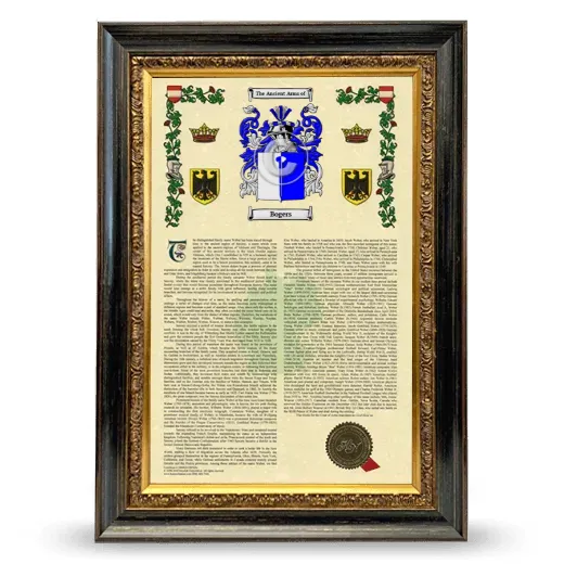 Bogers Armorial History Framed - Heirloom