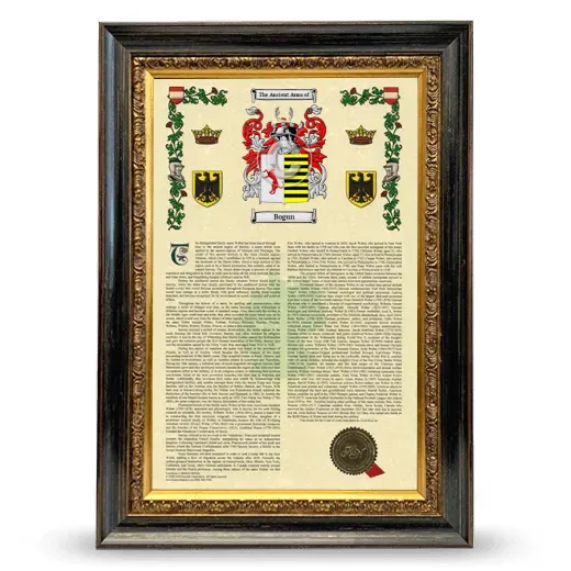 Bogun Armorial History Framed - Heirloom