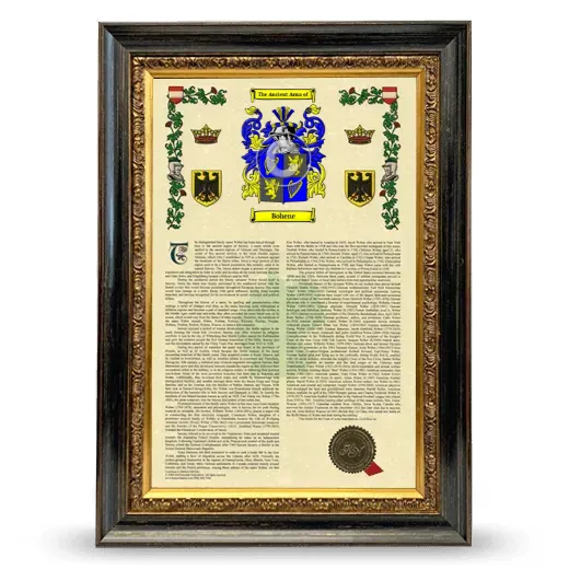 Bohene Armorial History Framed - Heirloom