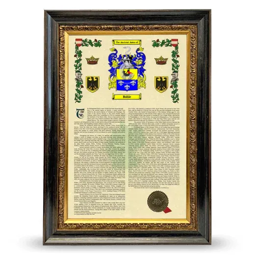 Bohle Armorial History Framed - Heirloom