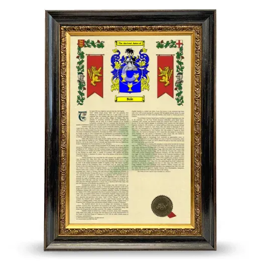 Bole Armorial History Framed - Heirloom