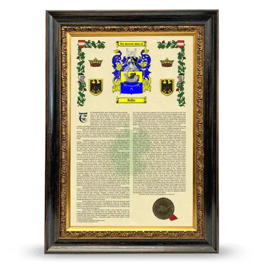 Bolin Armorial History Framed - Heirloom