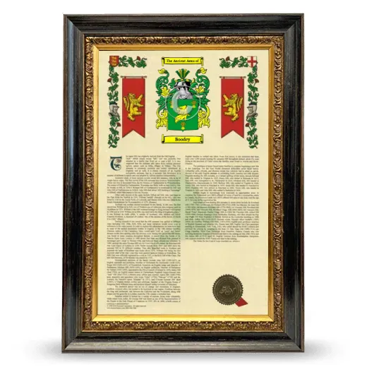 Boodey Armorial History Framed - Heirloom